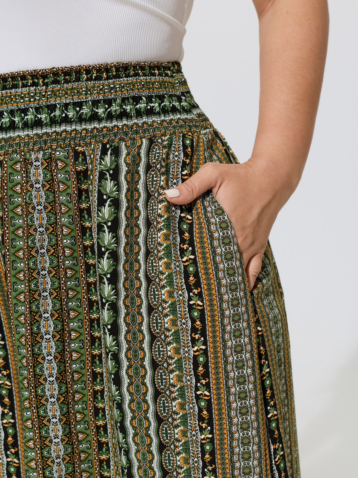 Shirred Colorful Asymmetric Hem Pants