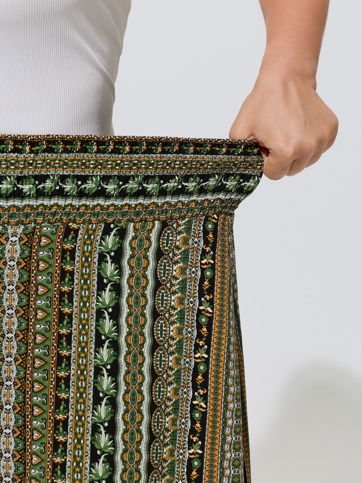 Shirred Colorful Asymmetric Hem Pants