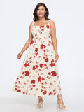 Floral Print Sleeveless Flowy Maxi Dress