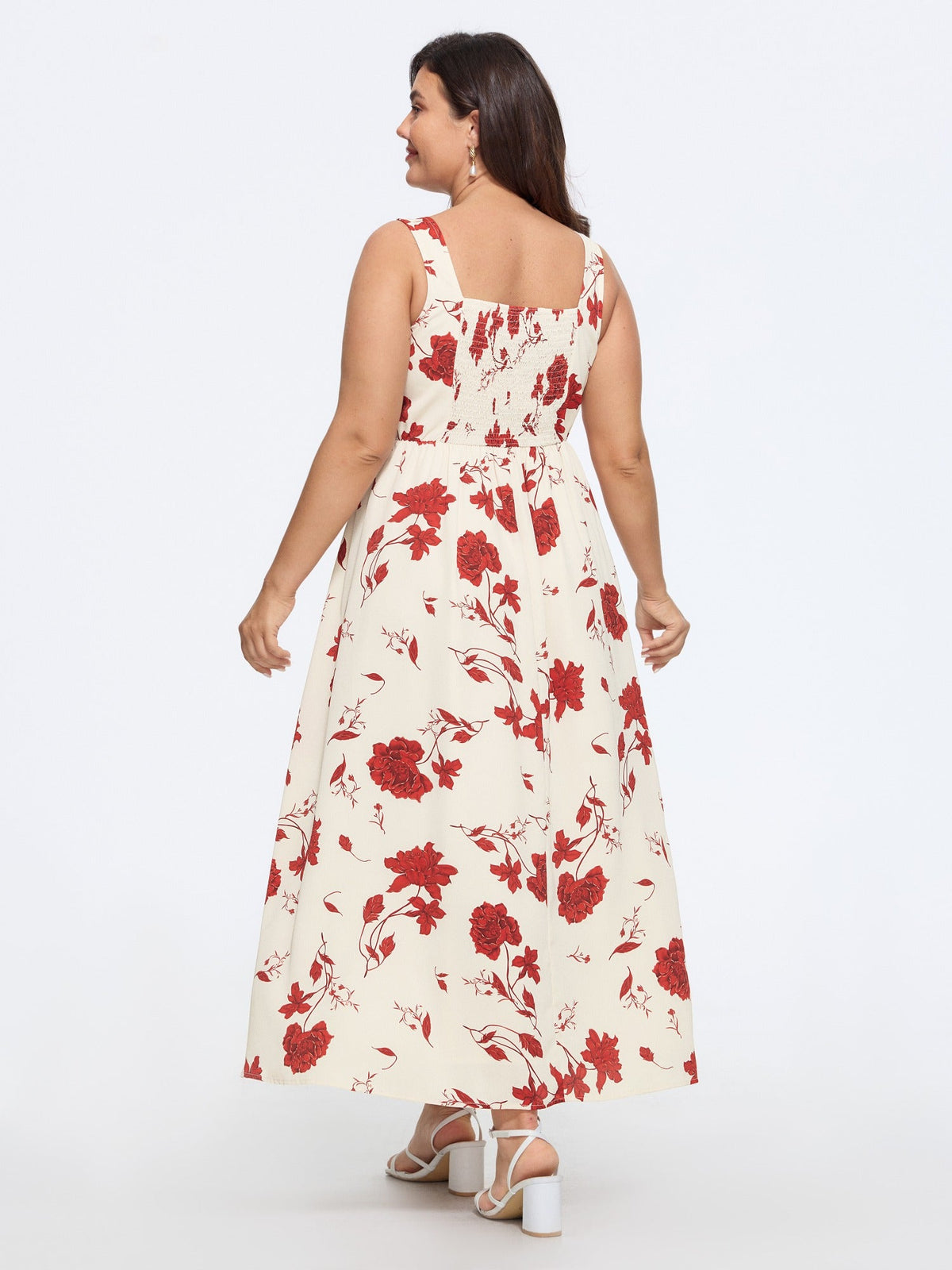 Floral Print Sleeveless Flowy Maxi Dress