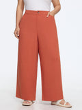 Linen Blend High Waist Straight-Leg Pants