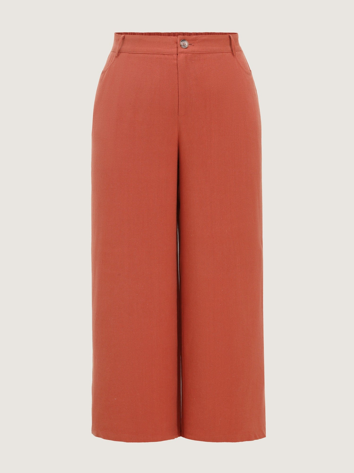 Linen Blend High Waist Straight-Leg Pants