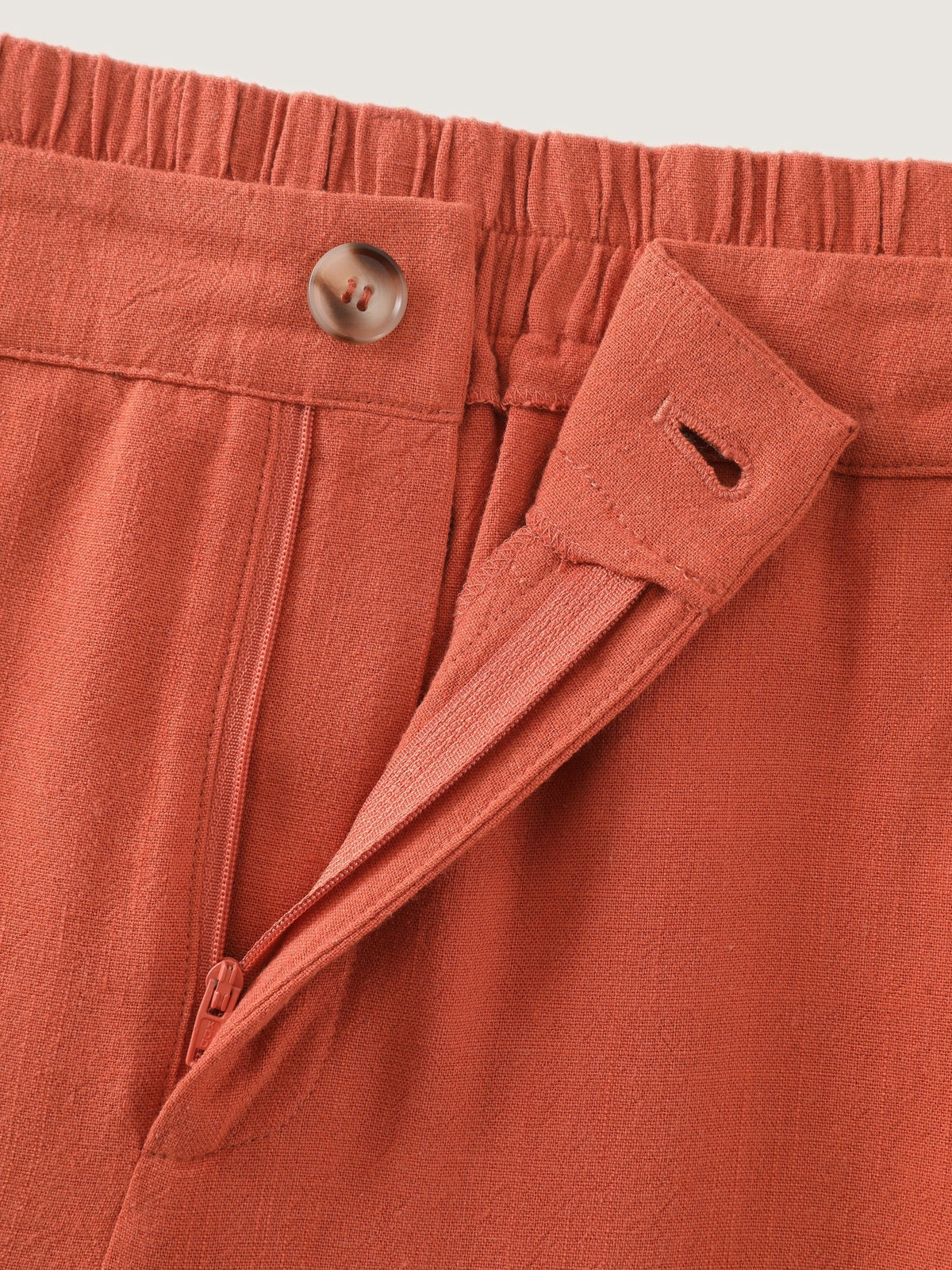Linen Blend High Waist Straight-Leg Pants