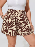 Abstract Print Elastic Waist Shorts
