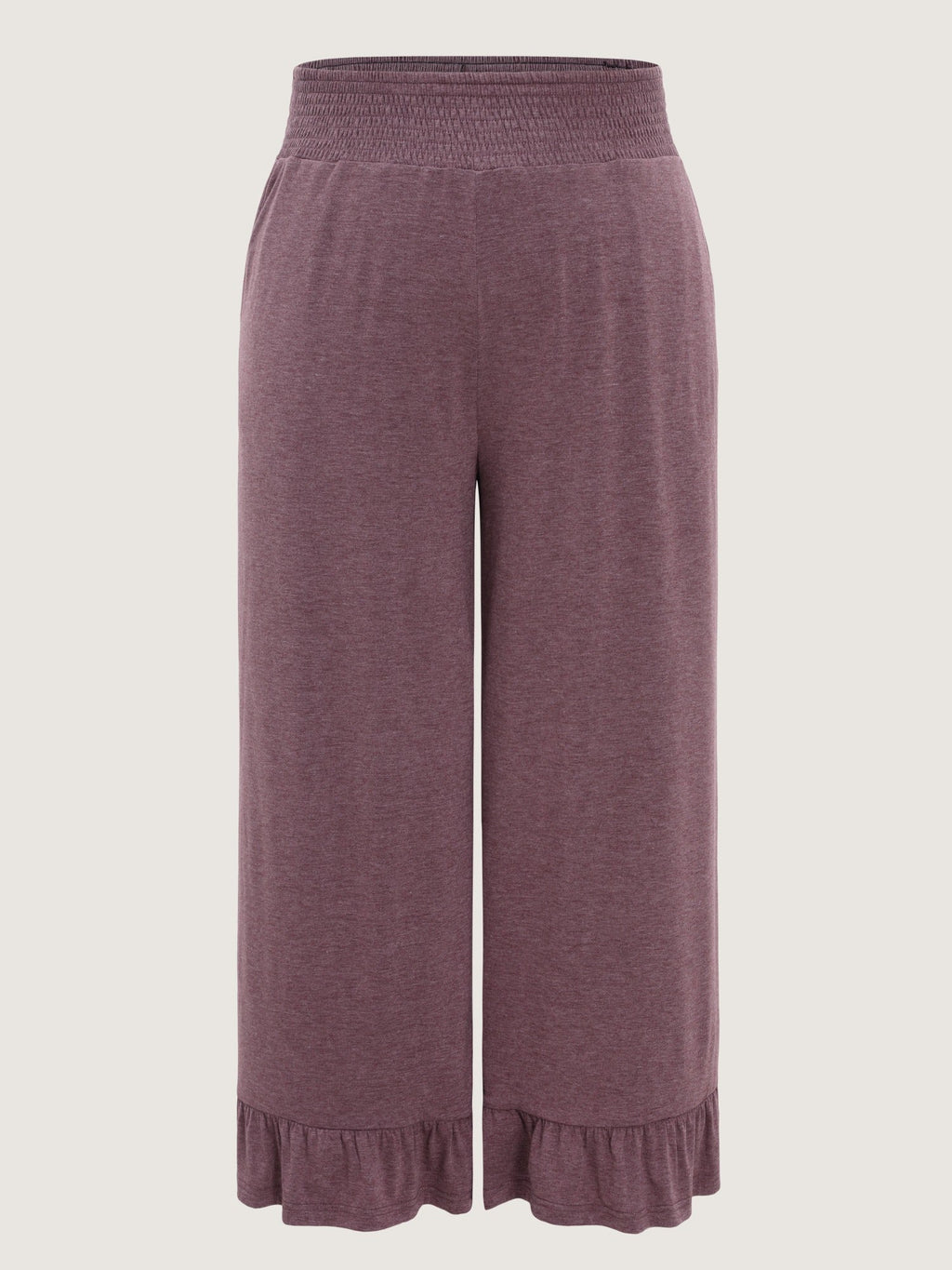 Supersoft Elastic Waist Ruffle Hem Wide Leg Pants