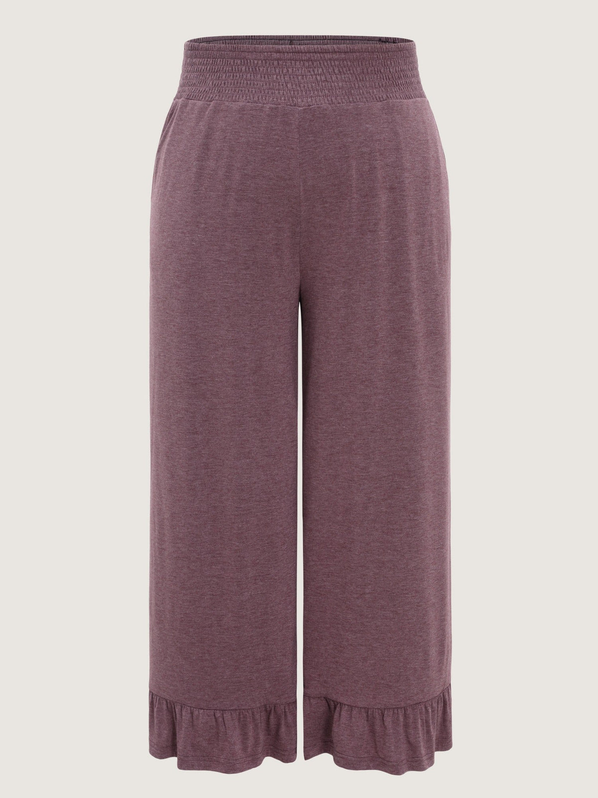 Supersoft Elastic Waist Ruffle Hem Wide Leg Pants