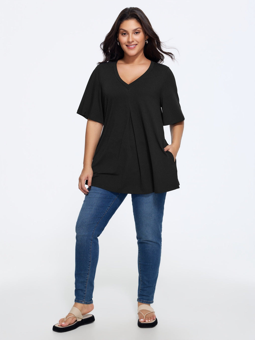 Supersoft Stretchy Front Pleat Loose T-Shirt