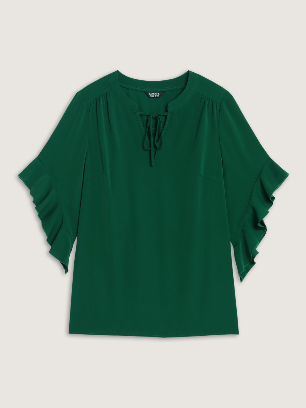 Tie Neck Ruffle Sleeve Blouse