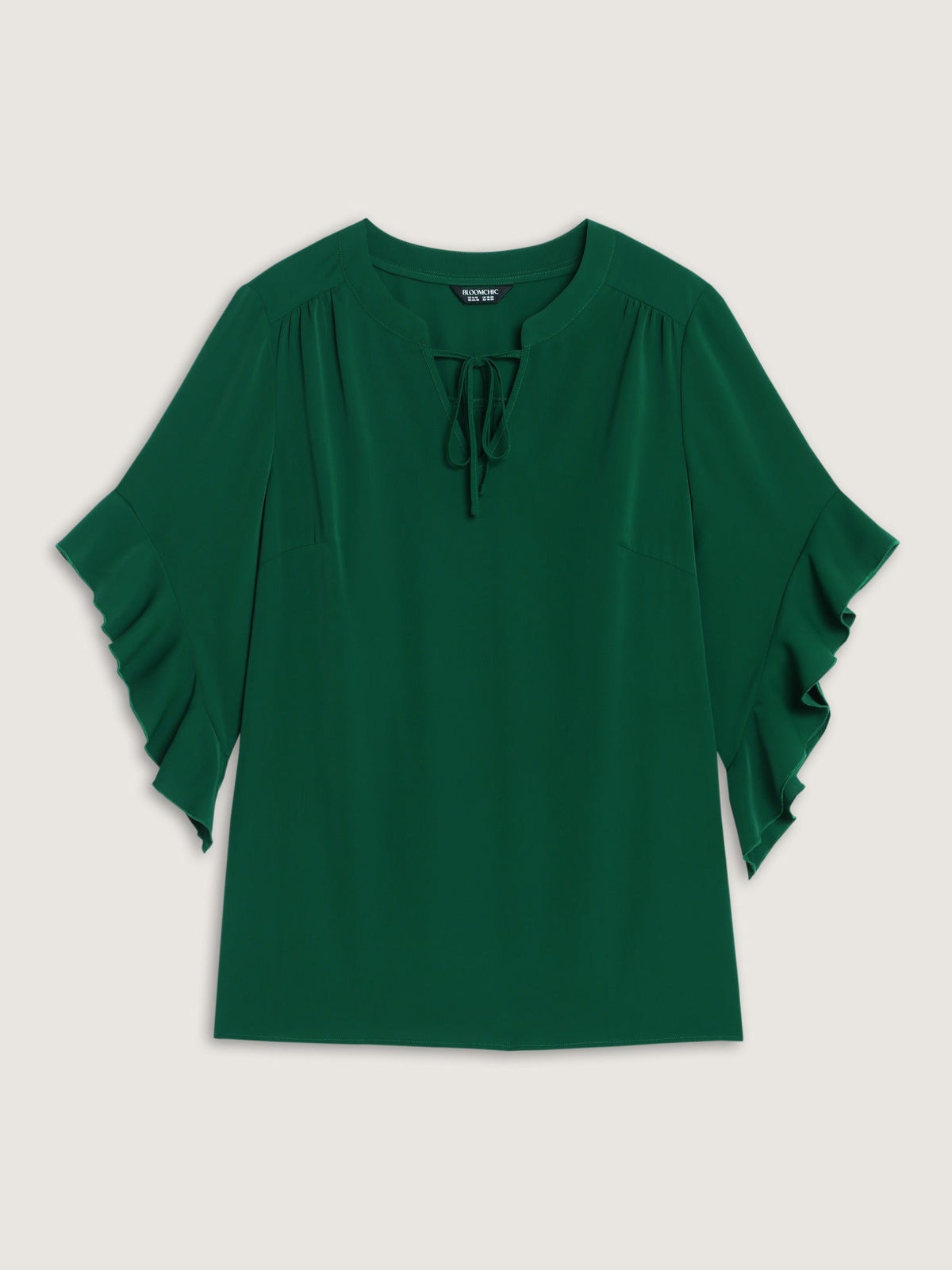Tie Neck Ruffle Sleeve Blouse