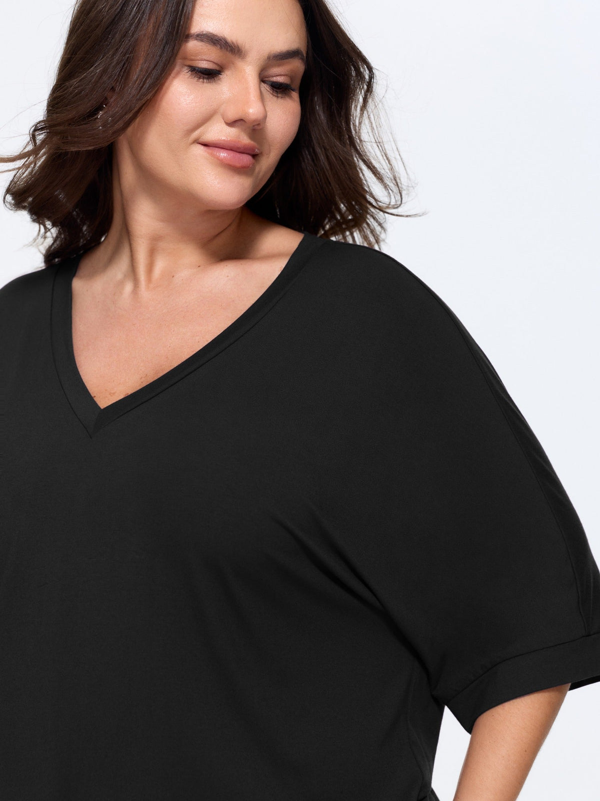 Supersoft Stretchy V-Neck Plain T-Shirt