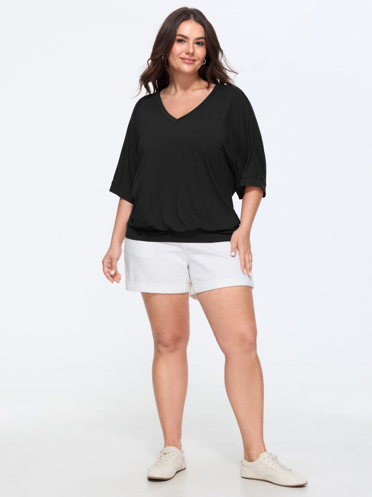Supersoft Stretchy V-Neck Plain T-Shirt