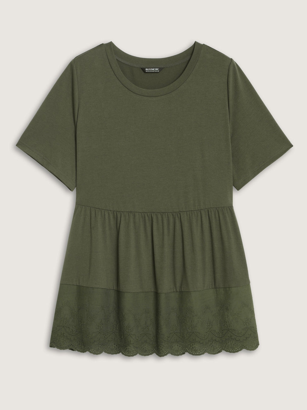 Supersoft Round Neck Lace Hem Babydoll Blouse