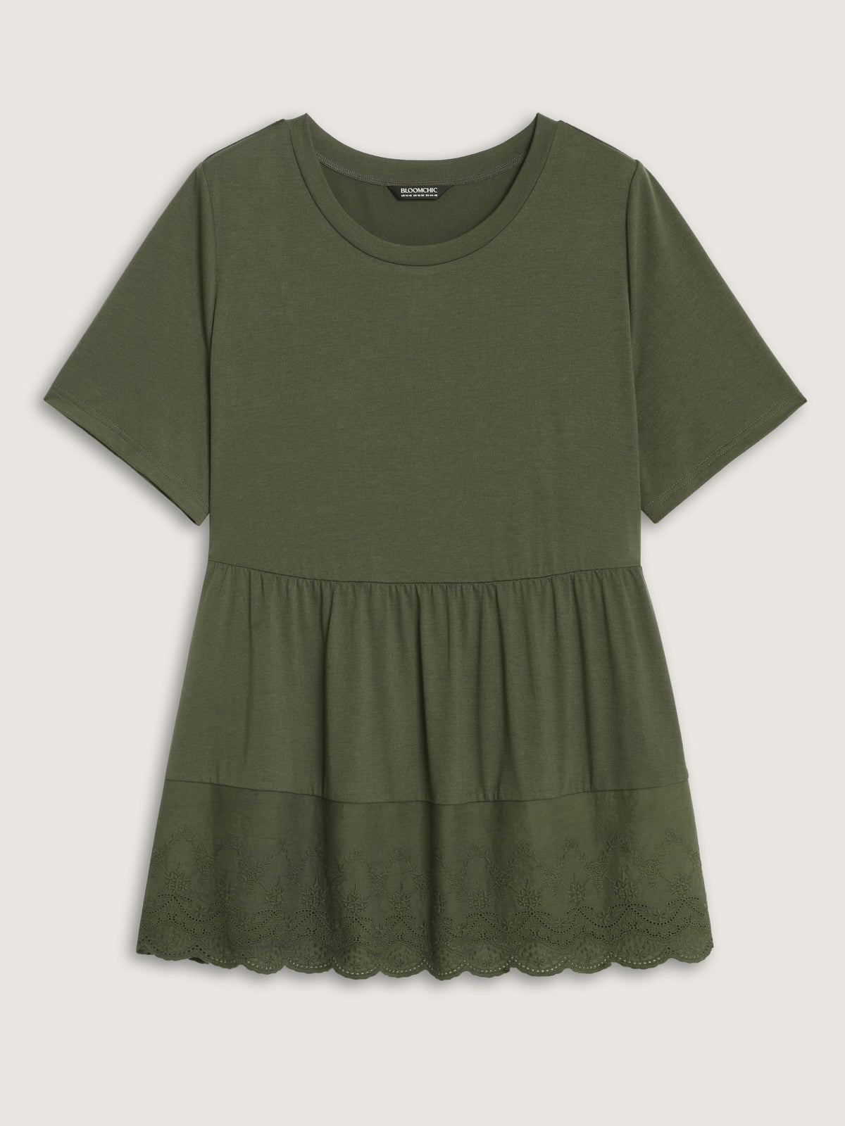 Supersoft Round Neck Lace Hem Babydoll Blouse