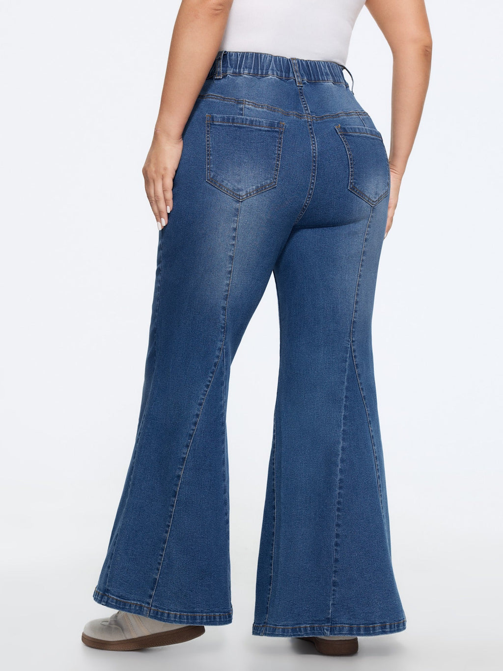 Stretch Front Seam Detail Flare Jeans