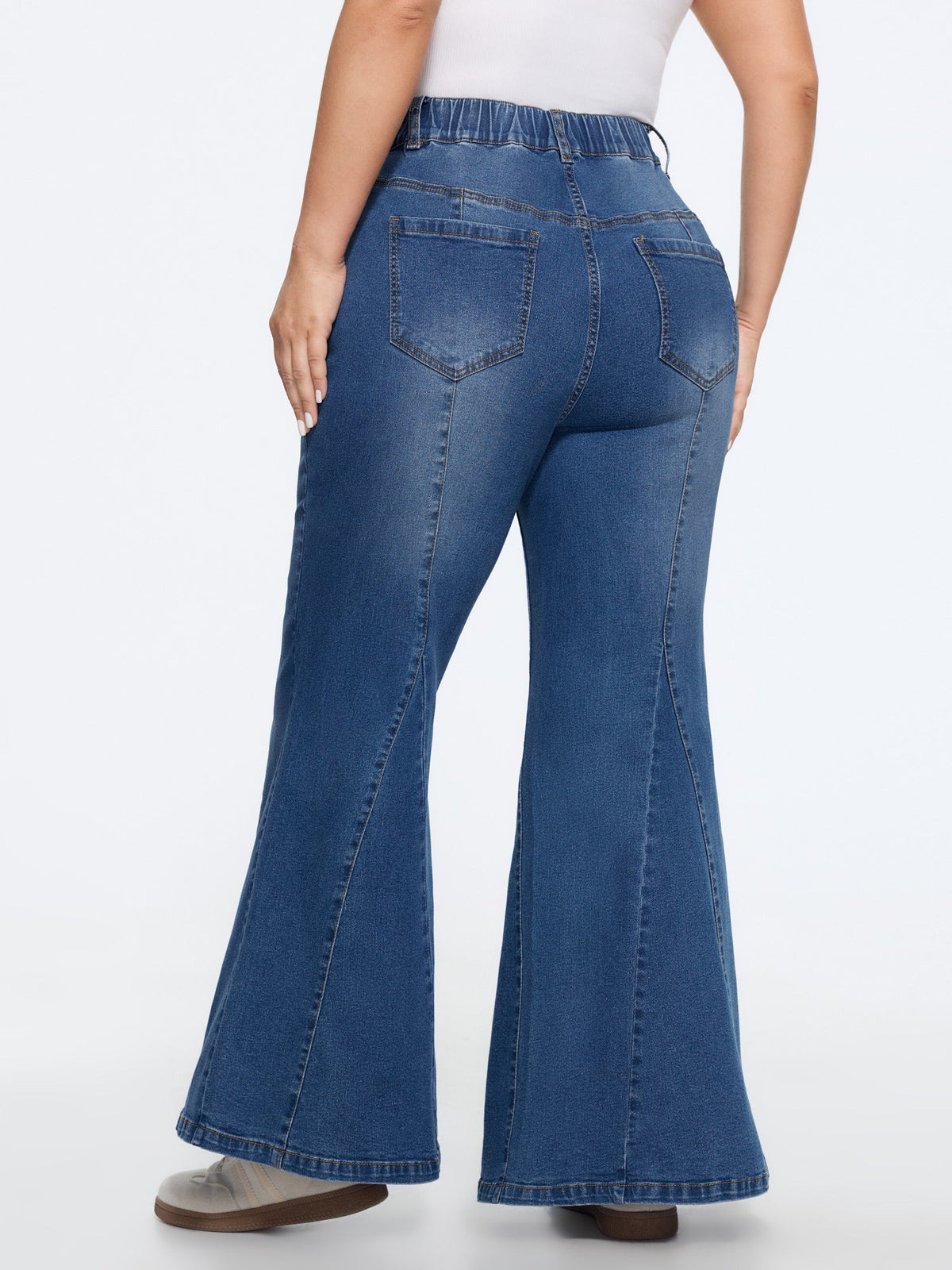 Stretch Front Seam Detail Flare Jeans