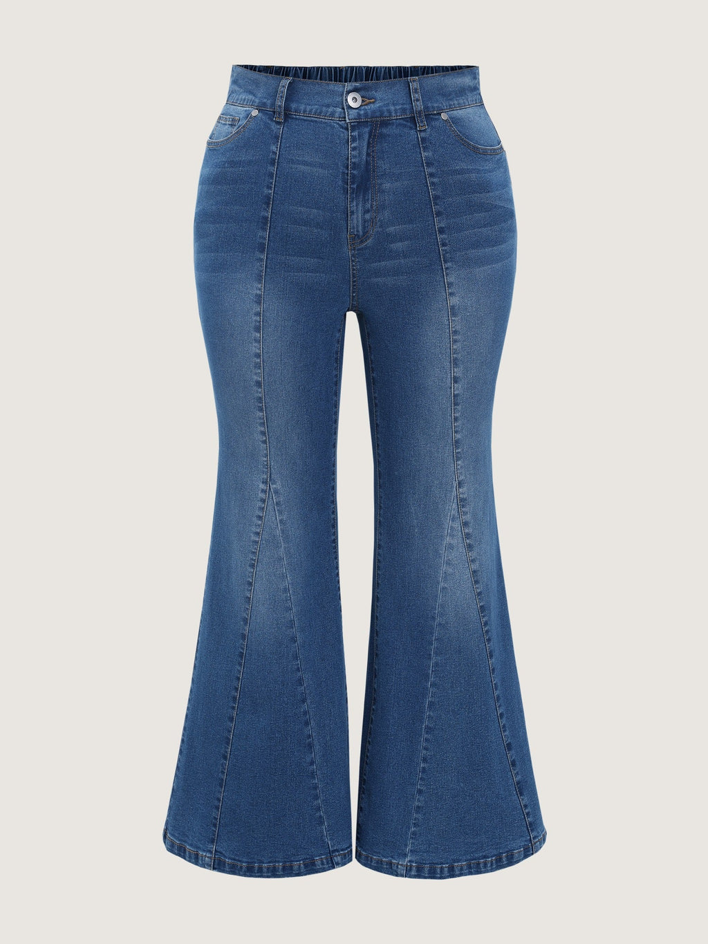 Stretch Front Seam Detail Flare Jeans
