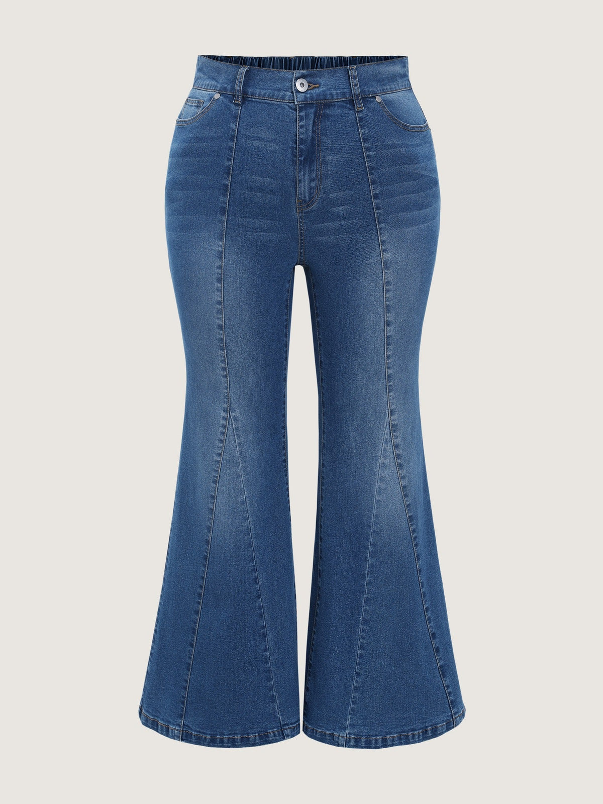 Stretch Front Seam Detail Flare Jeans