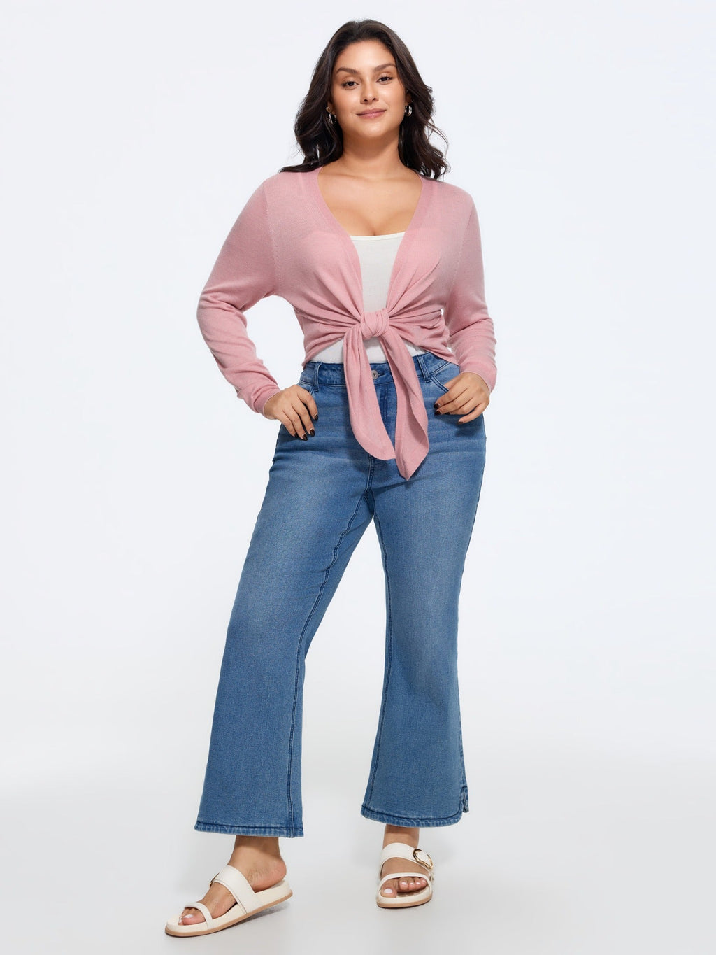 Front Tie Wrap Cropped Cardigan