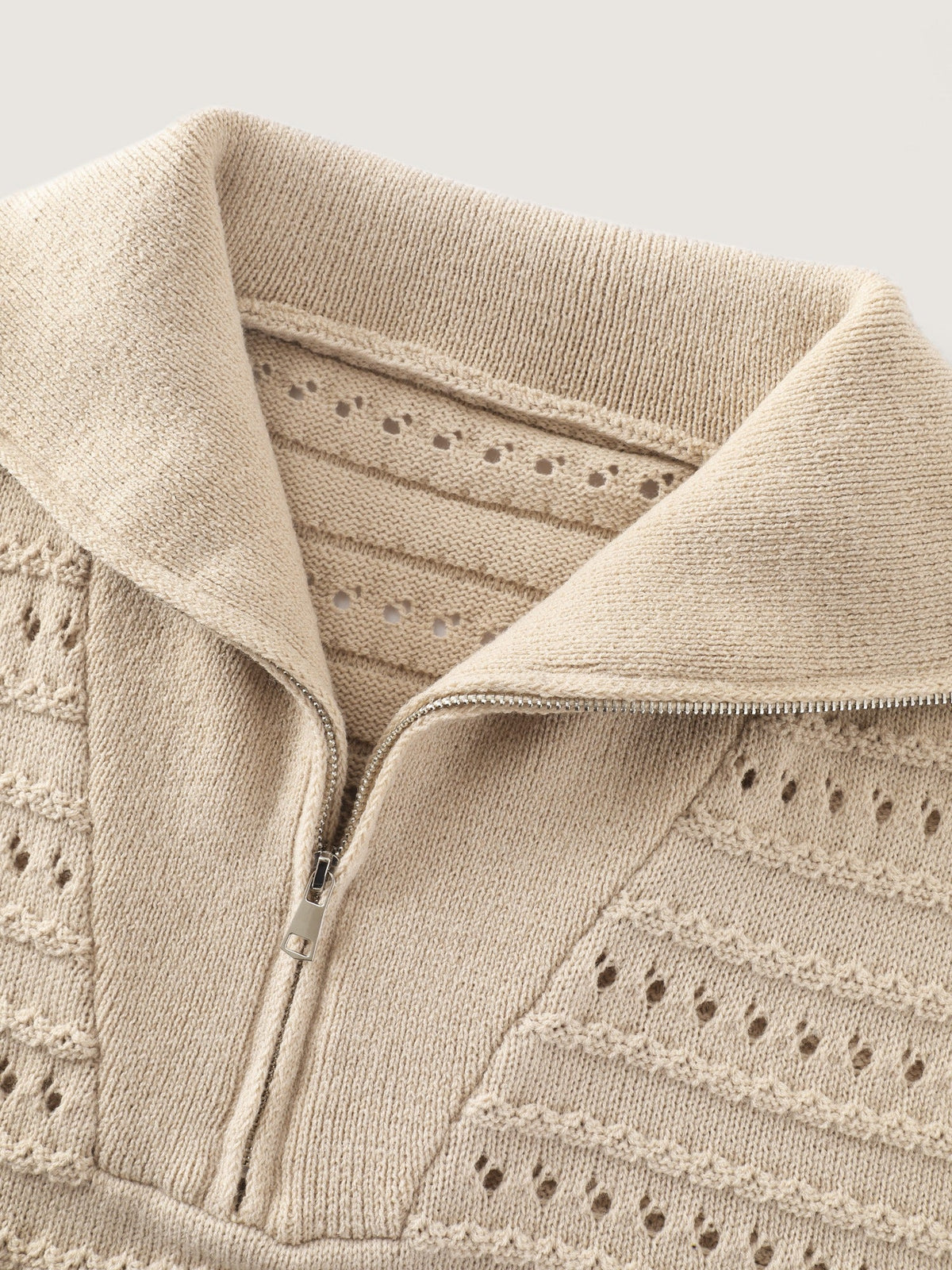 Lapel Collar Half Zip Cut Out Sweater Vest