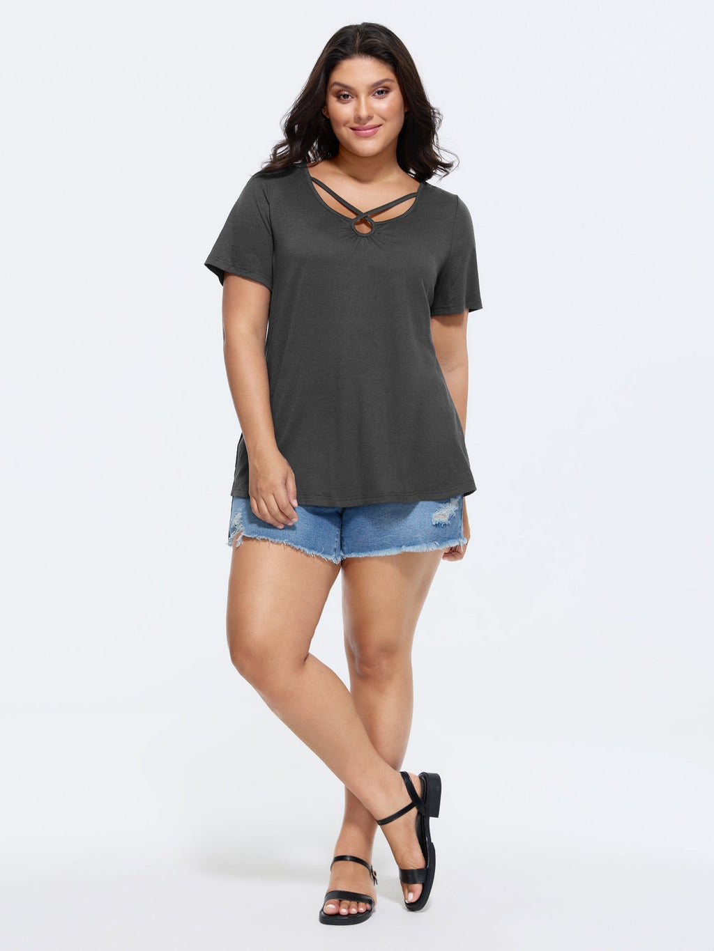 Supersoft Cut-Out Neckline Plain T-Shirt