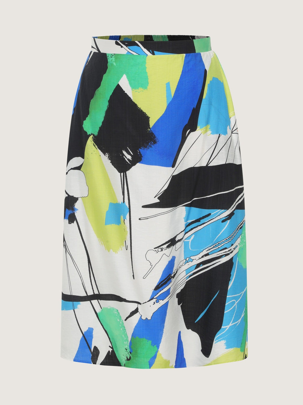 Abstract Art Print Elastic Waist Midi Skirt