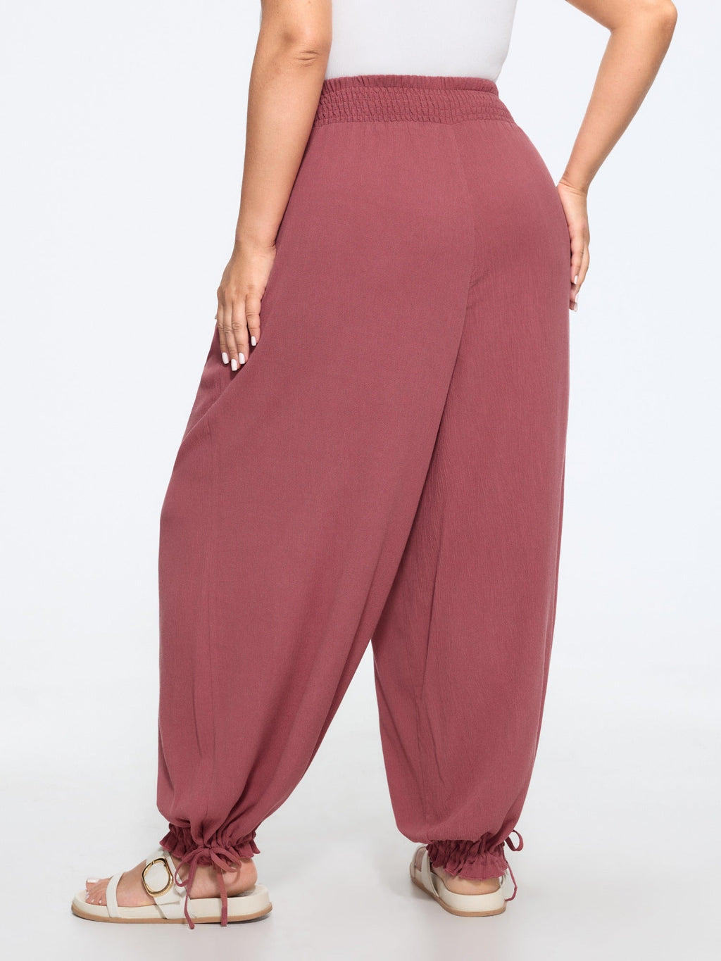 Shirred Waist Pocket Jogger Pants