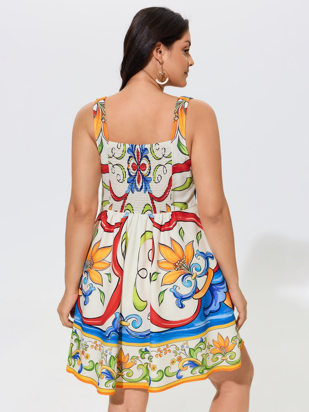 Floral Abstract Print Sleeveless Mini Dress