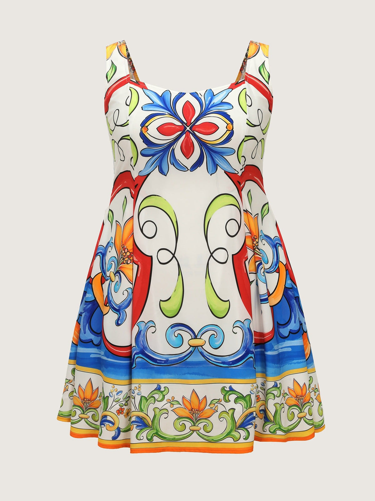 Floral Abstract Print Sleeveless Mini Dress
