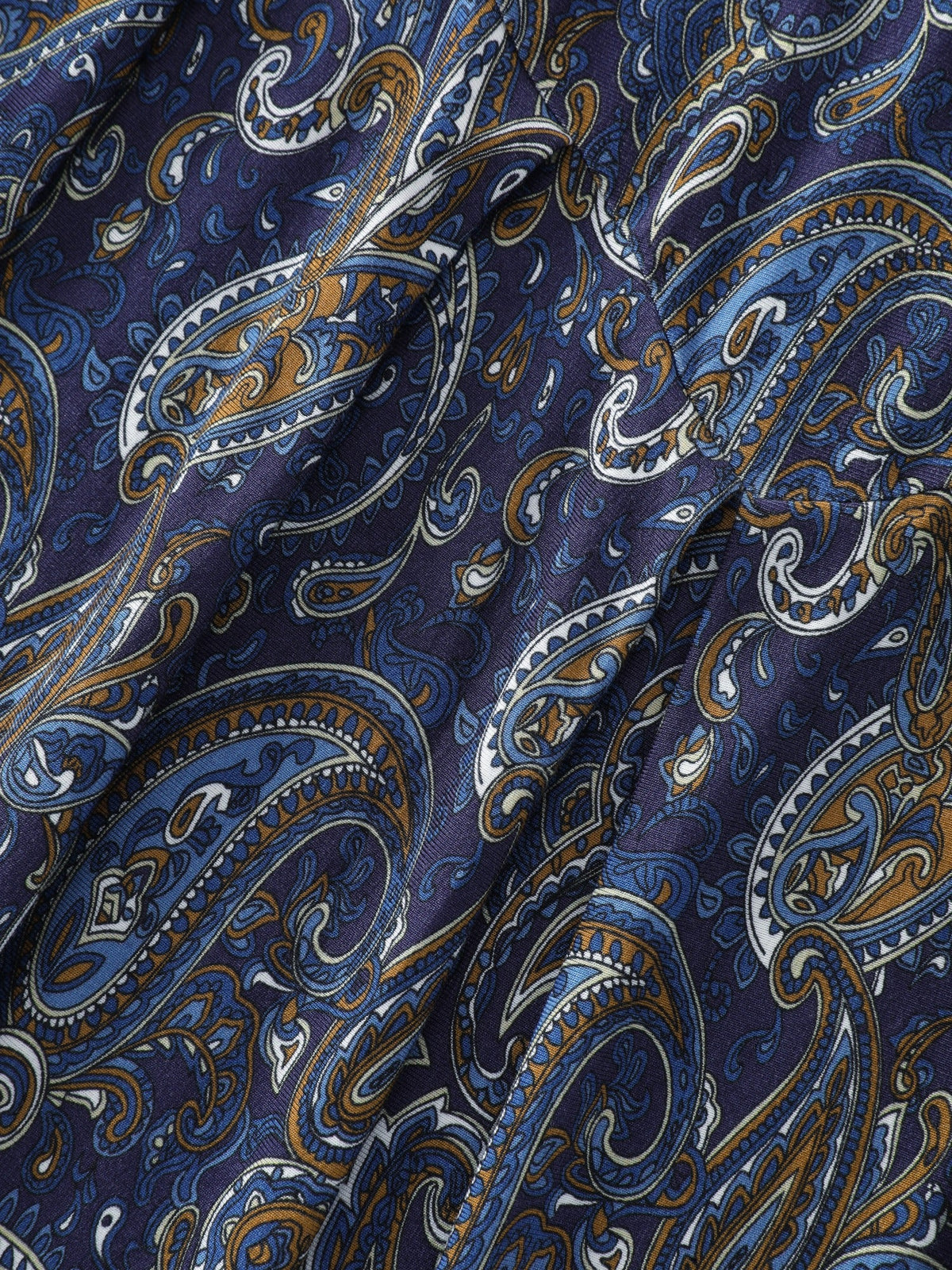 Paisley Print Round Neck Front Pleated Top