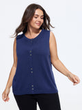 Round Neck Front Button Sweater Vest