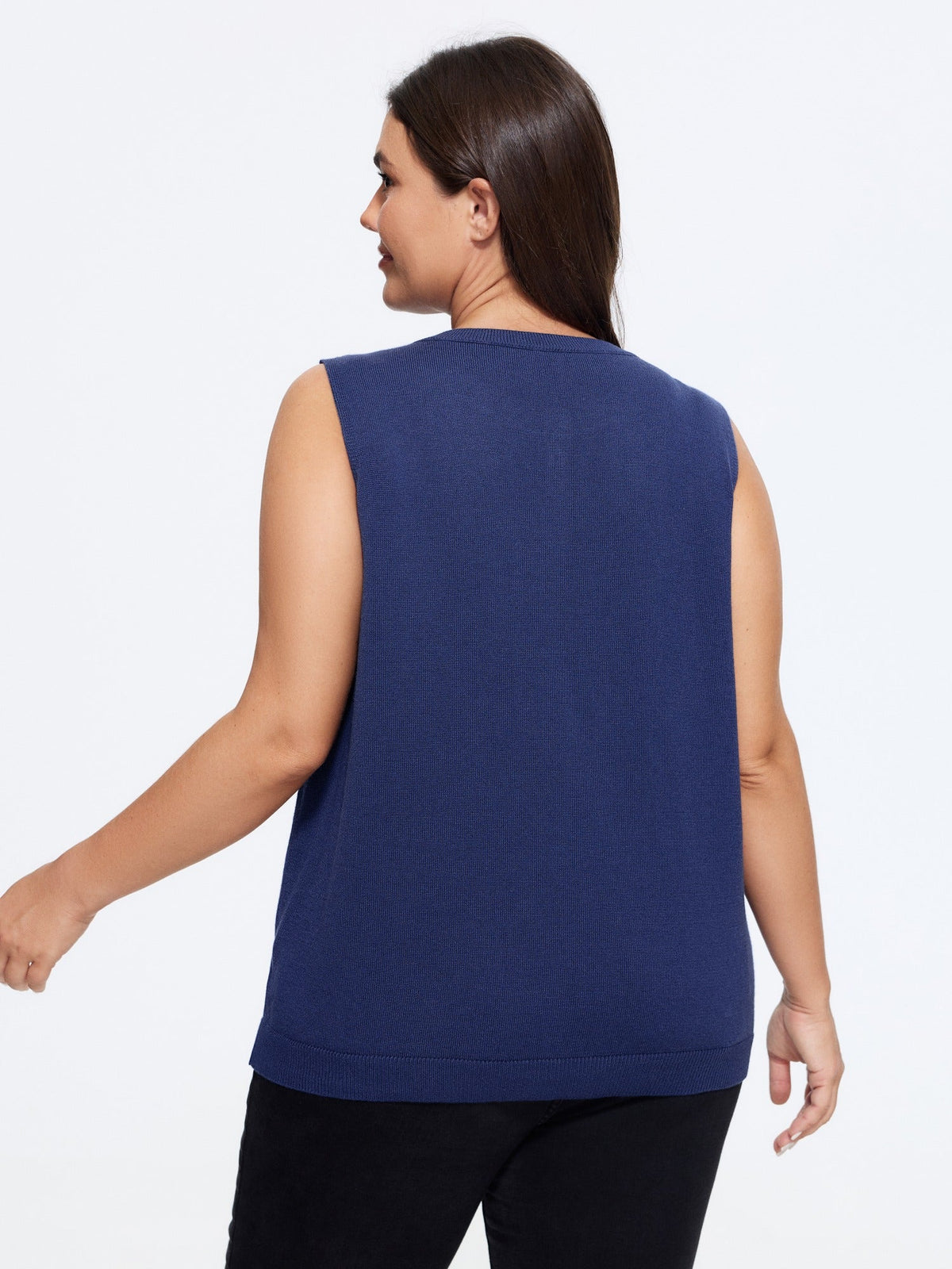 Round Neck Front Button Sweater Vest