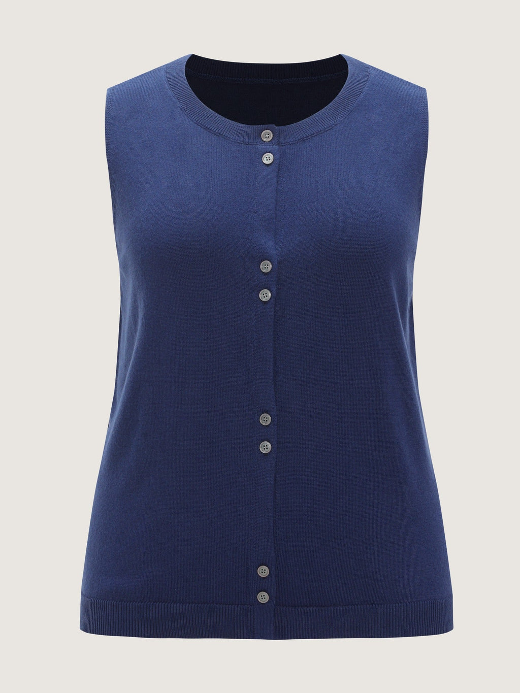 Round Neck Front Button Sweater Vest