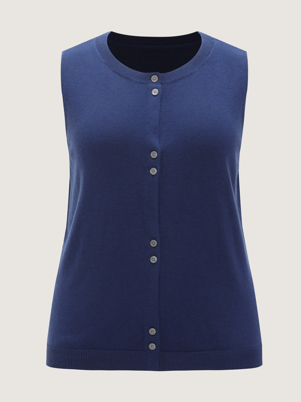 Round Neck Front Button Sweater Vest