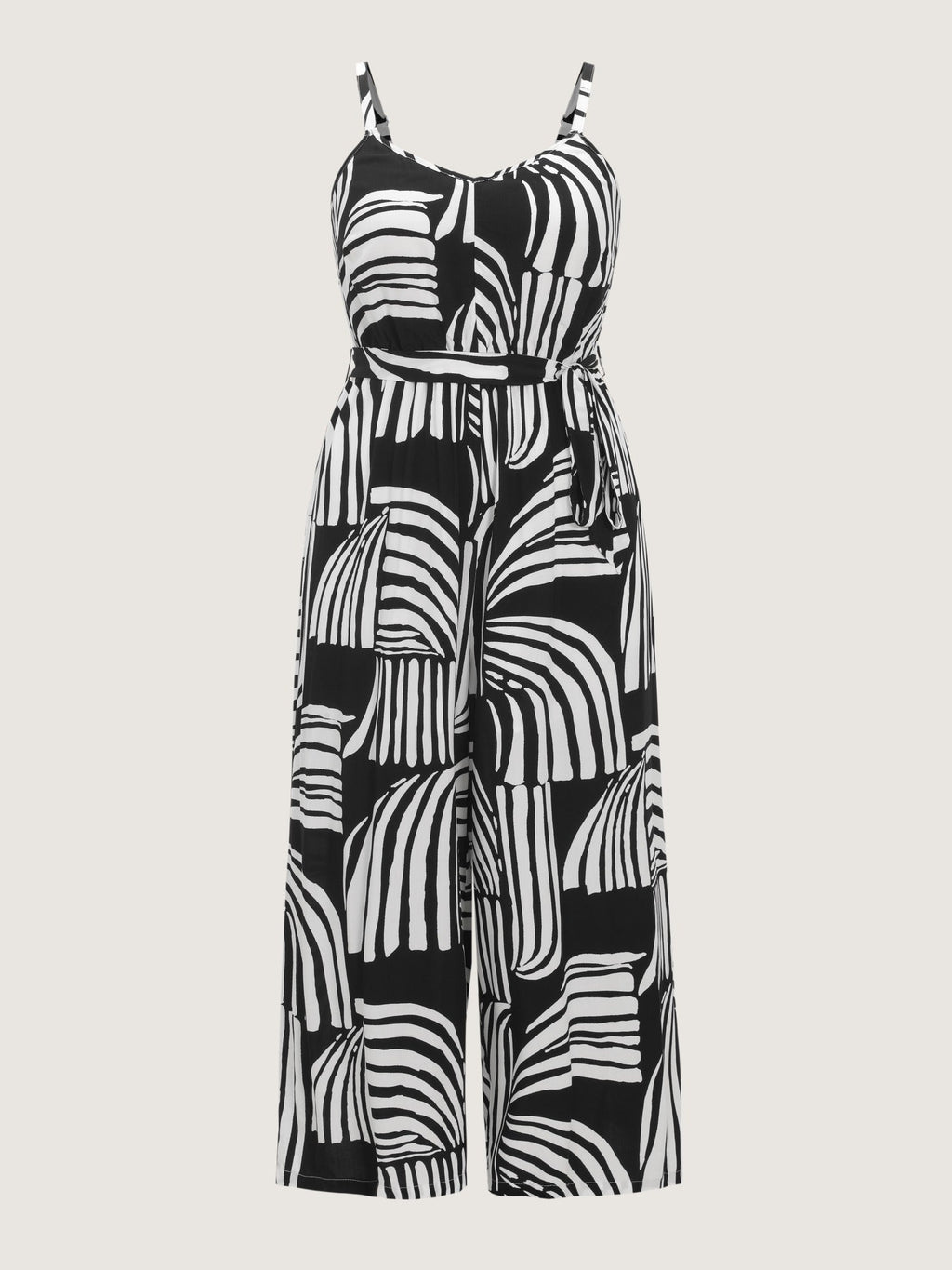 Abstract Print Side Tie Wide Leg Jumpsuit