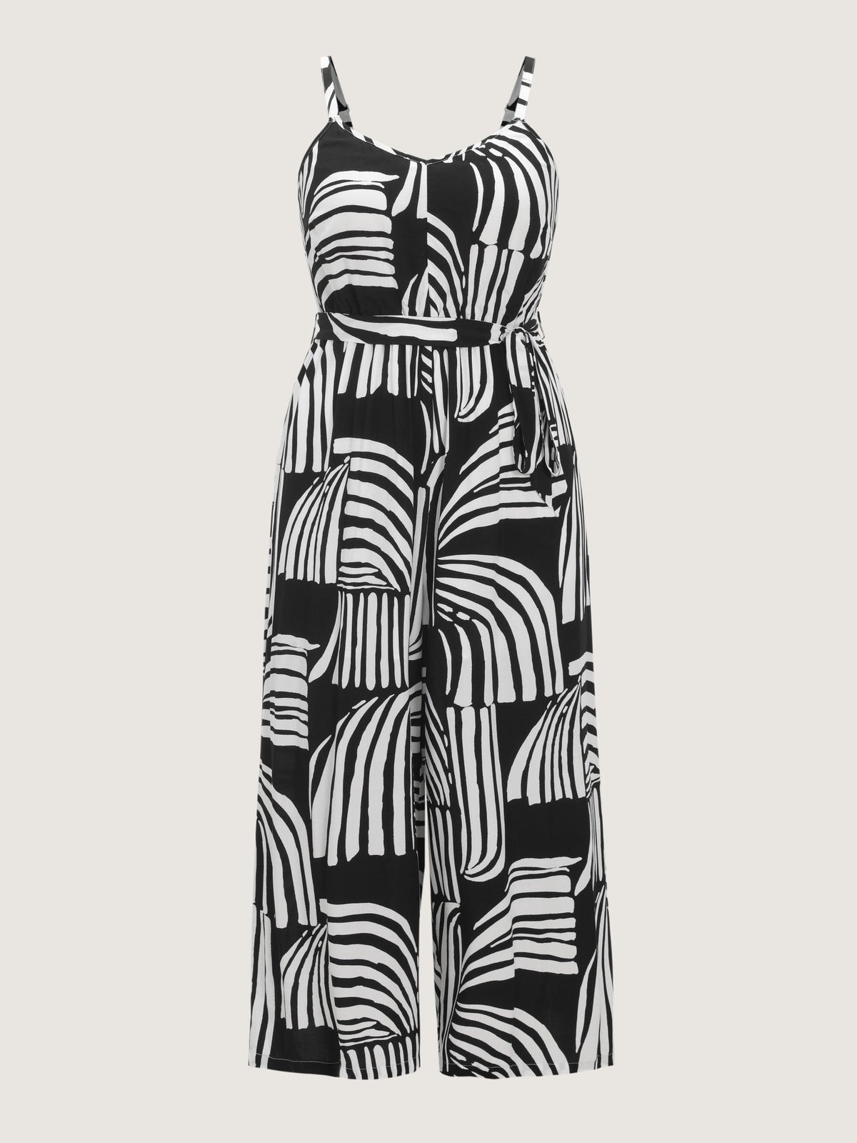 Abstract Print Side Tie Wide Leg Jumpsuit