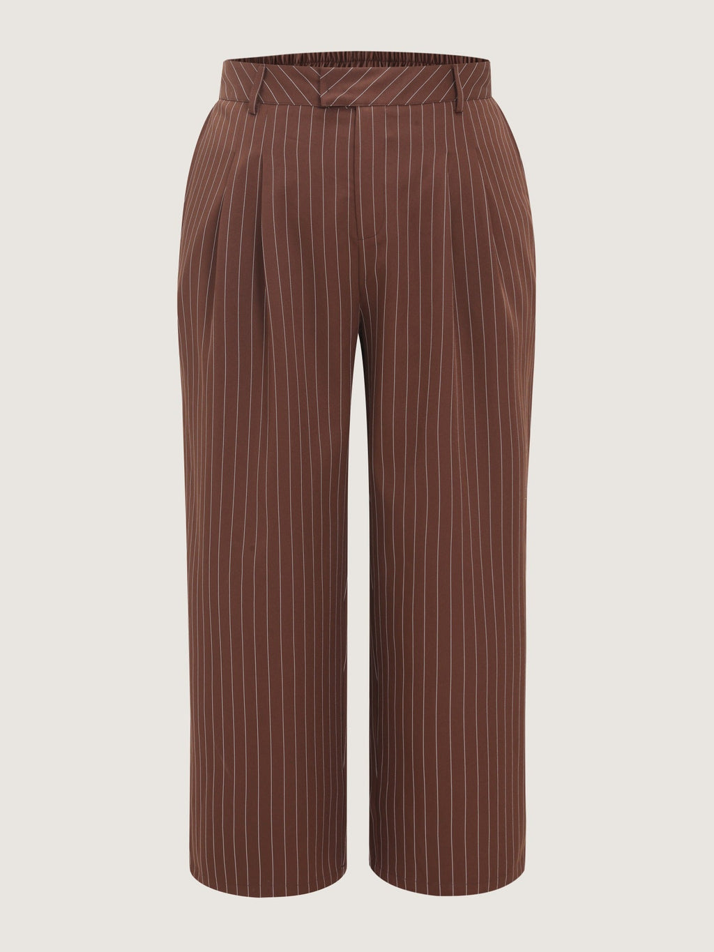Stripe Print Front Pleat Straight Pants