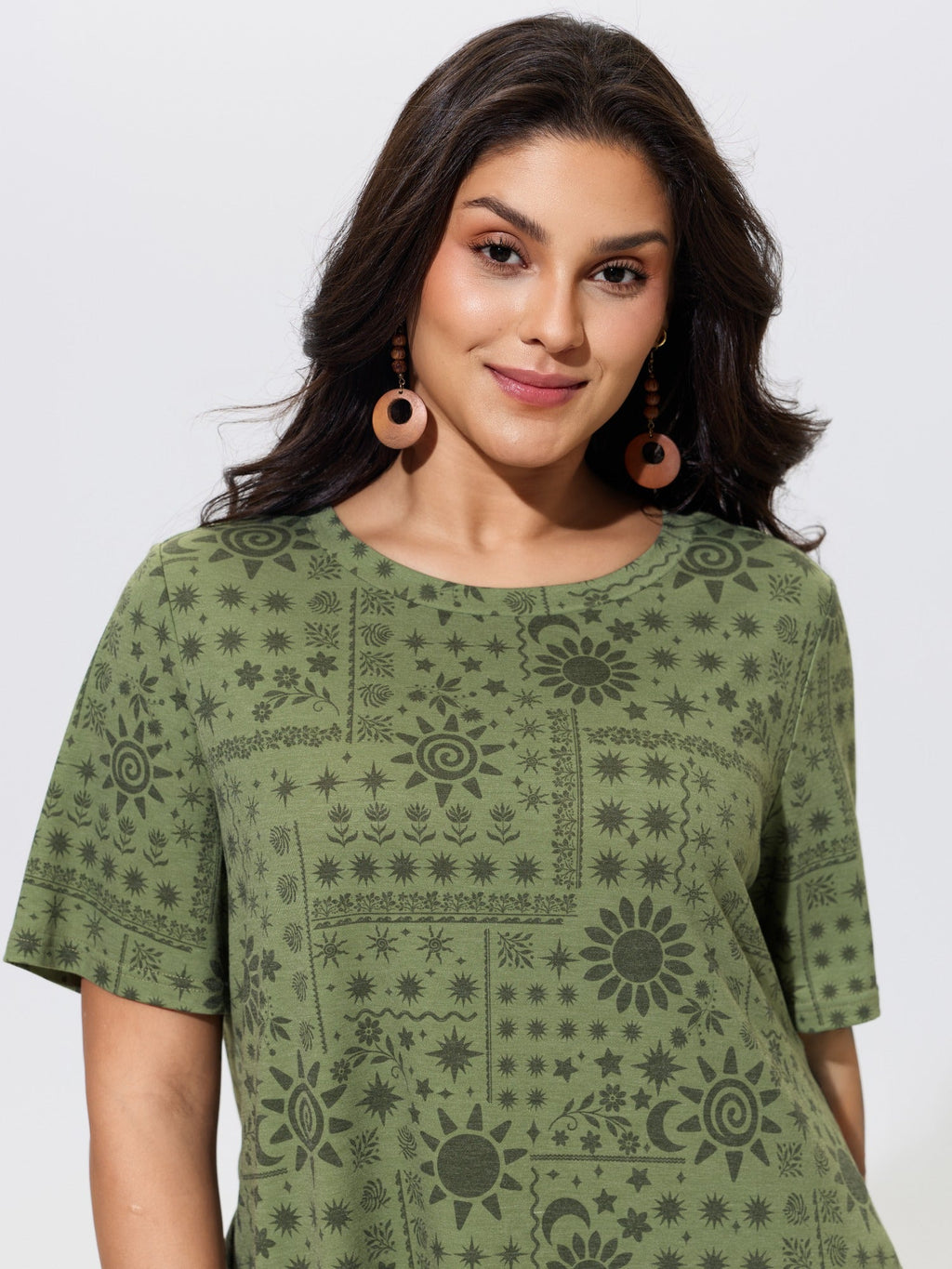 Supersoft Stretch Moon Star Print Crew Neck T‑Shirt