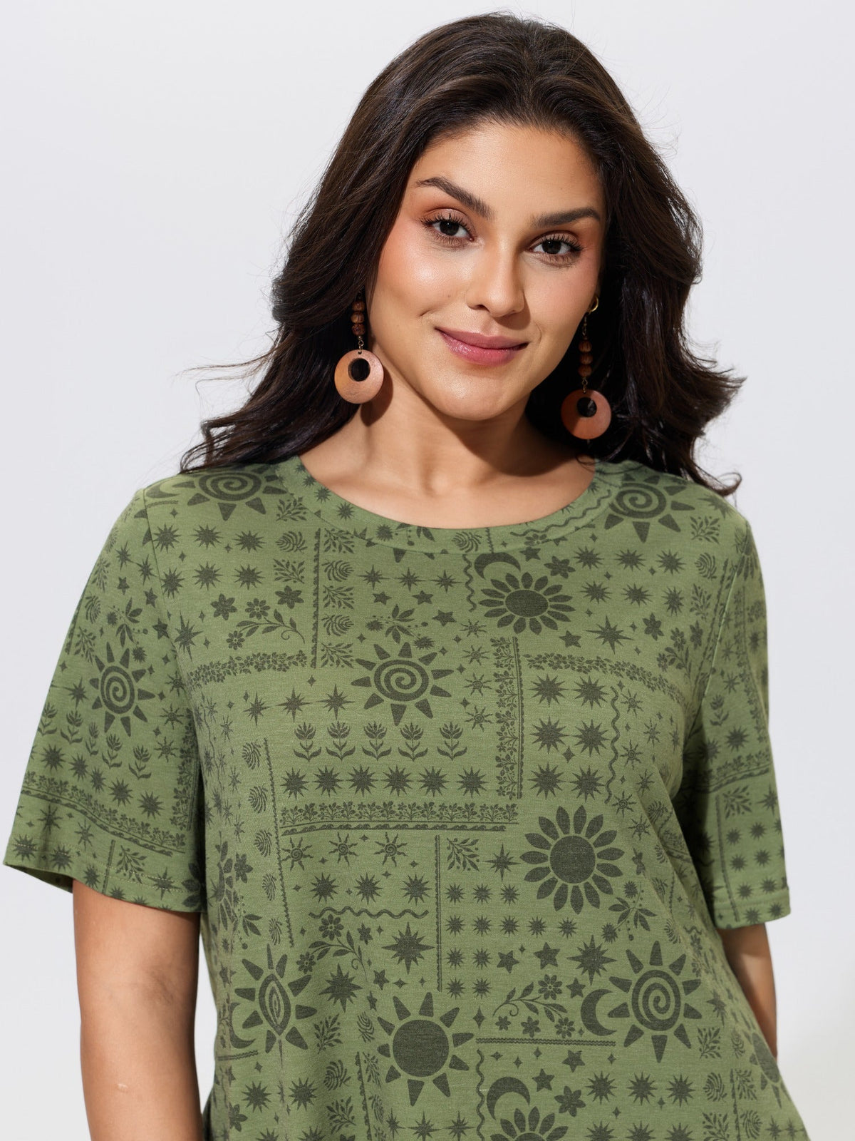 Supersoft Stretch Moon Star Print Crew Neck T‑Shirt