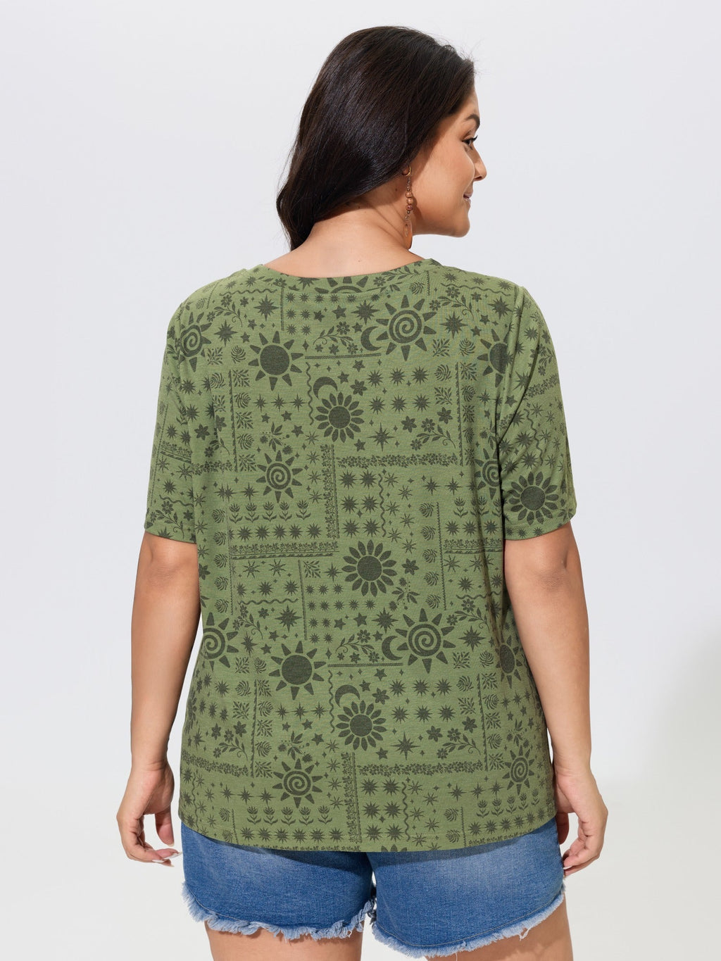 Supersoft Stretch Moon Star Print Crew Neck T‑Shirt