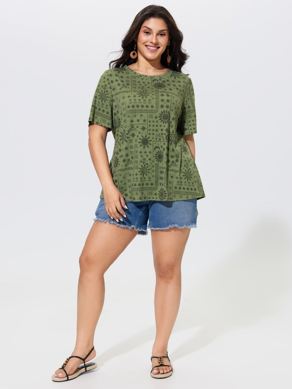 Supersoft Stretch Moon Star Print Crew Neck T‑Shirt