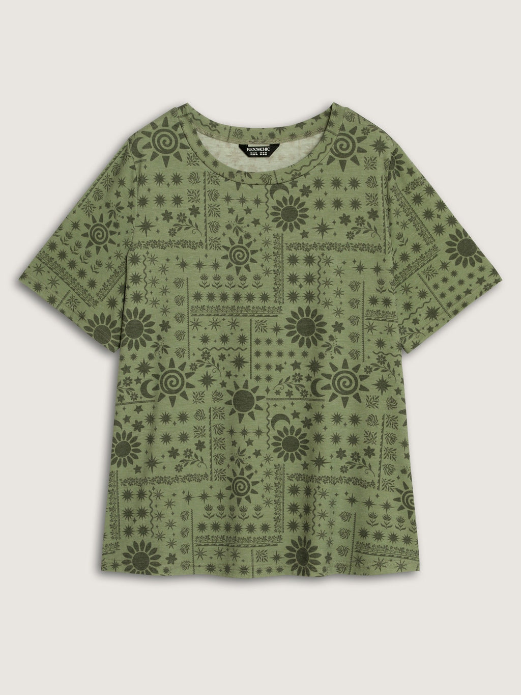 Supersoft Stretch Moon Star Print Crew Neck T‑Shirt