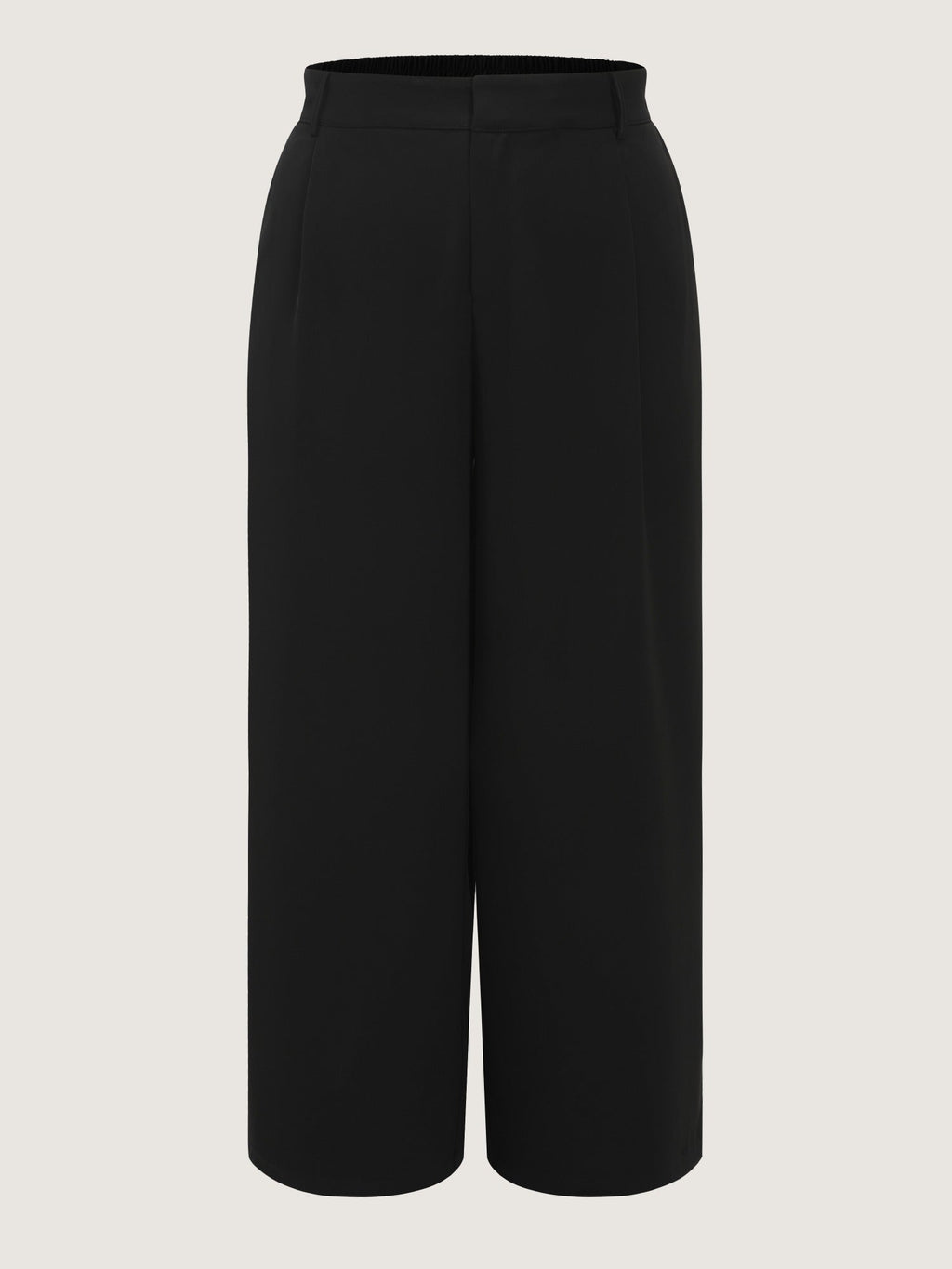 Solid High Waist Front Pleat Wide Leg Pants