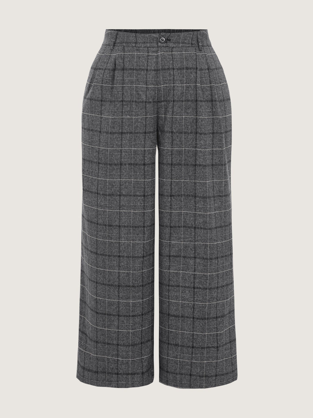 Checkered Pleated Loose Fit Wide Leg Pants