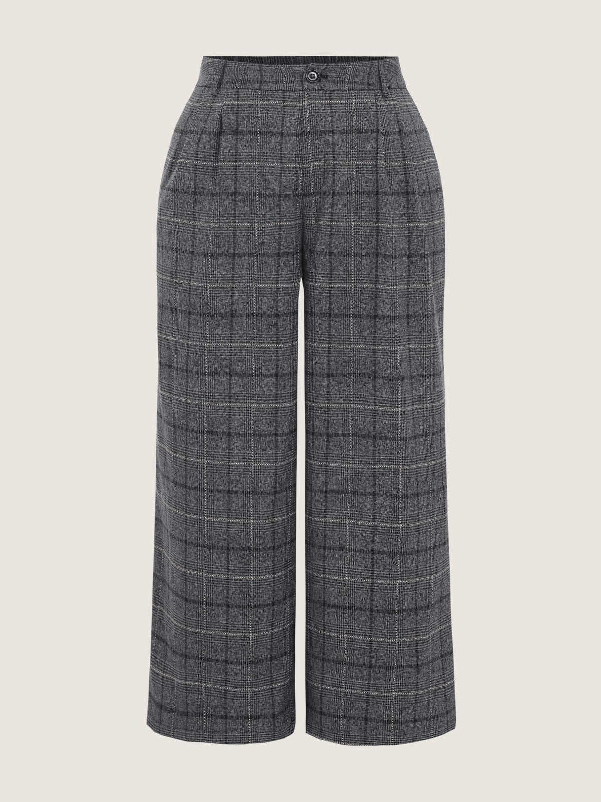 Checkered Pleated Loose Fit Wide Leg Pants