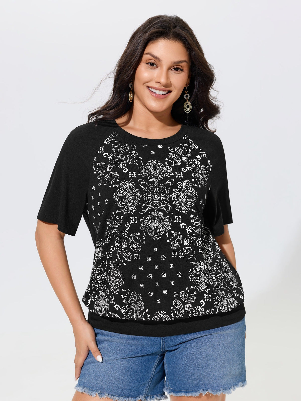 Supersoft Boho Print Raglan Sleeve T-Shirt