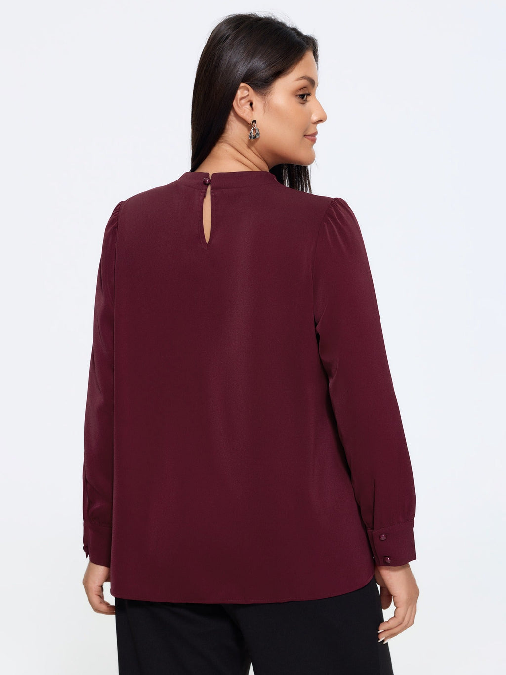 Satin Cowl Neck Tie Bow Long Sleeve Blouse