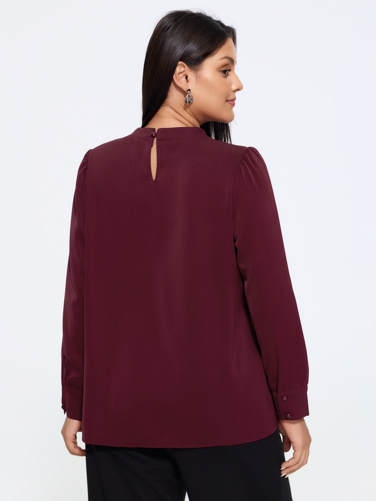Satin Cowl Neck Tie Bow Long Sleeve Blouse