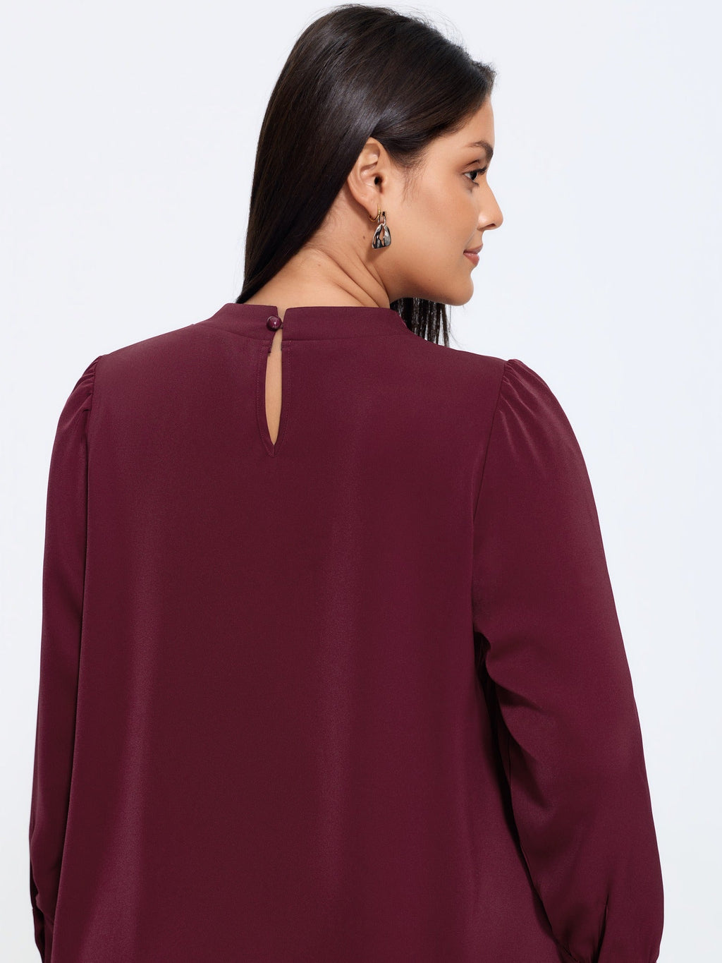 Satin Cowl Neck Tie Bow Long Sleeve Blouse