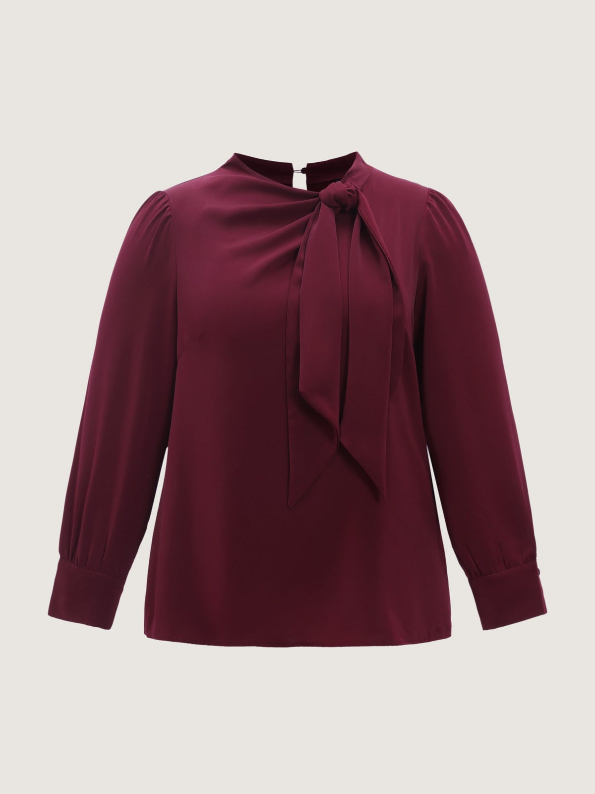 Satin Cowl Neck Tie Bow Long Sleeve Blouse