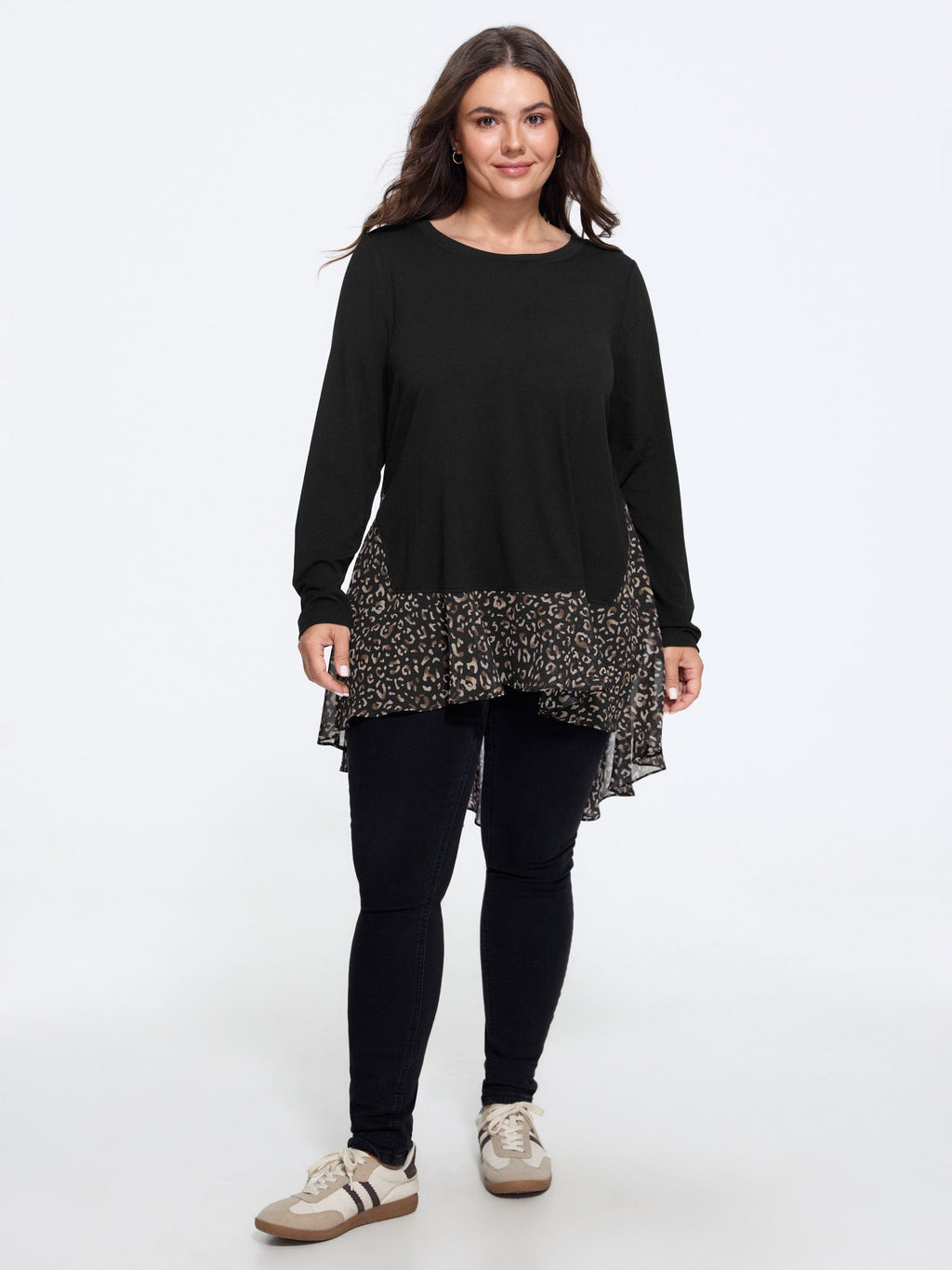 Supersoft Leopard Print Ruffle Hem T-Shirt